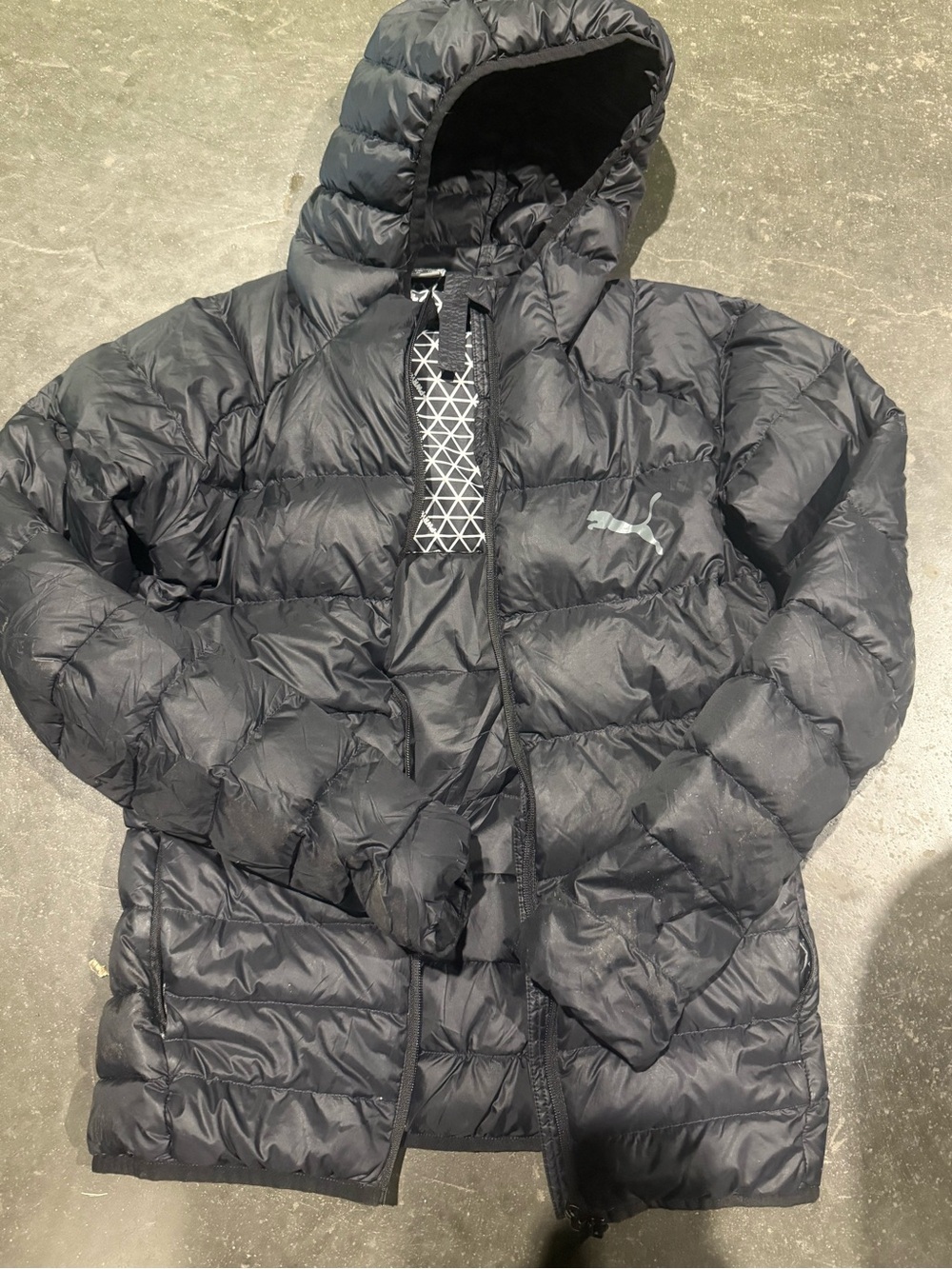 Men’s Puma Black Quilted Hooded Down-Style Jacket XS